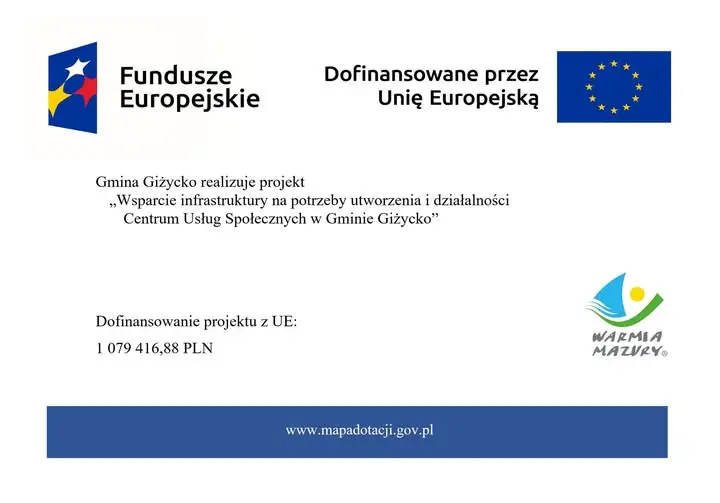 Gmina Giżycko z unijnym wsparciem na Centrum Usług Społecznych w Wilkasach