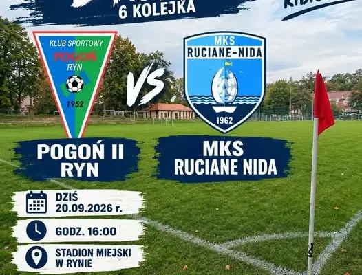 Pogoń II Ryn kontra MKS Ruciane Nida – dziś mecz w Rynie