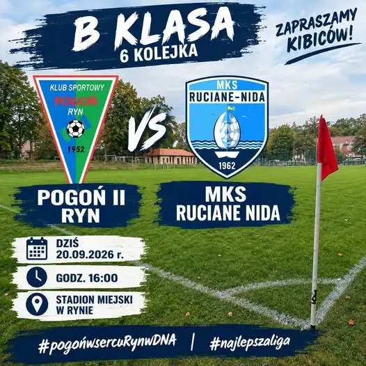 Pogoń II Ryn kontra MKS Ruciane Nida – dziś mecz w Rynie
