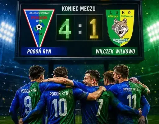 Pogoń Ryn wygrywa z Wilczkiem Wilkowo 4-1. Trzy punkty zostają w Rynie