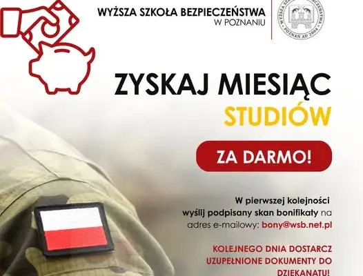 Wyższa Szkoła Bezpieczeństwa: bon edukacyjny do 800 zł na start studiów