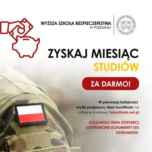 Wyższa Szkoła Bezpieczeństwa: bon edukacyjny do 800 zł na start studiów