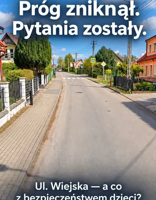 Próg zwalniający przy ul. Wiejskiej w Giżycku zniknął. Mieszkańcy pytają o bezpieczeństwo dzieci