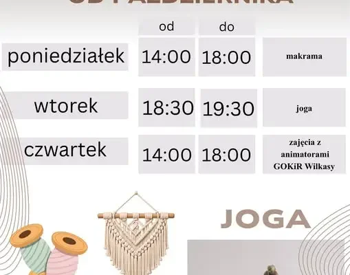 Świetlica w Gajewie zaprasza na zajęcia: makrama, joga i animacje