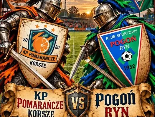 Pogoń Ryn zagra w Korszach z Klubem Piłkarskim Pomarańcze