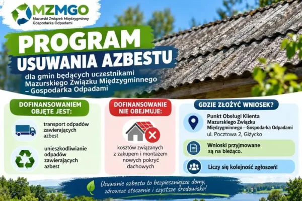 Gmina Miłki: ruszył program dofinansowania usuwania azbestu