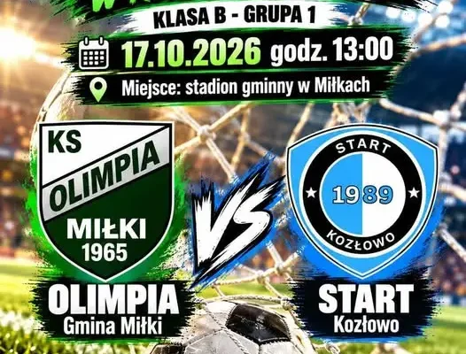 Olimpia Gmina Miłki zagra z Startem Kozłowo w 10. kolejce B-klasy