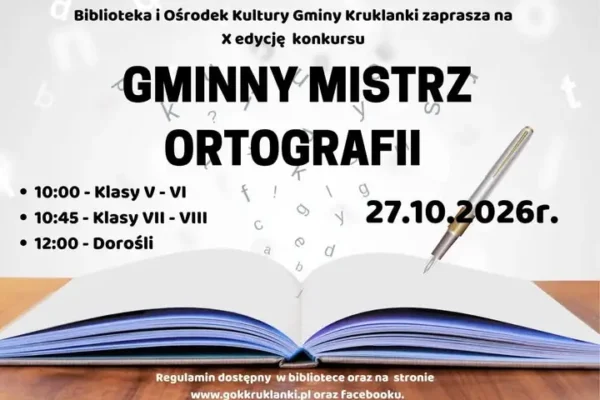 X Gminny Mistrz Ortografii w Kruklankach – zapisy trwają