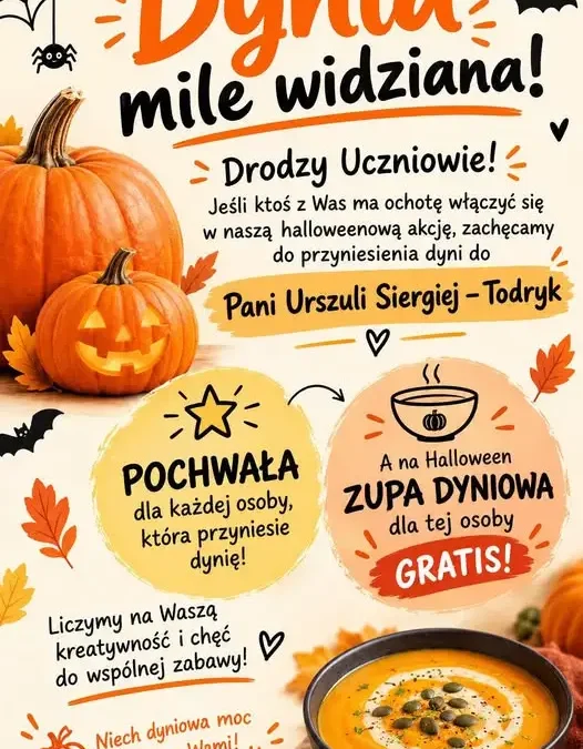 Szkoła w Giżycku zaprasza uczniów do halloweenowej akcji z dynią w roli głównej
