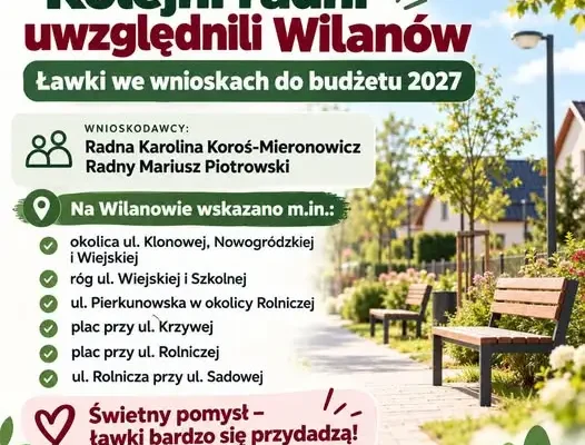 Radni z Giżycka chcą nowych ławek na Wilanowie