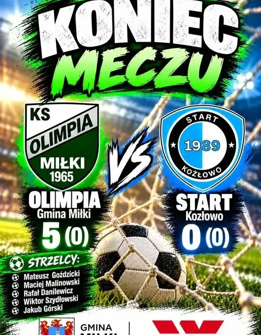 Olimpia rozgromiła Start Kozłowo 5:0. Pięć goli i świetny mecz