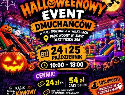 Halloweenowy weekend z dmuchańcami w Wilkasach – atrakcje dla dzieci