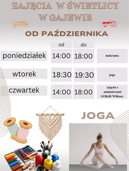 Świetlica w Gajewie zaprasza na zajęcia – makrama, malowanie i joga