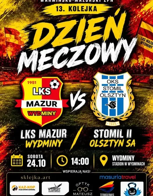 Mazur Wydminy podejmie rezerwy Stomilu Olsztyn w 13. kolejce