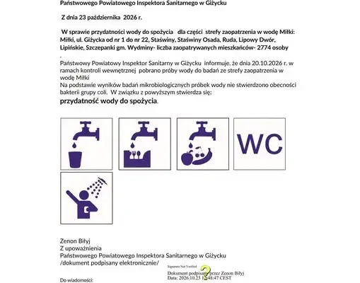 Woda z wodociągu Miłki znów bezpieczna – sanepid potwierdza wyniki badań