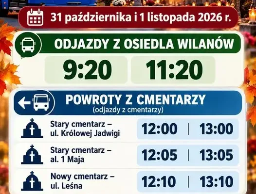 Dodatkowe autobusy z Wilanowa na cmentarze w Giżycku na Wszystkich Świętych