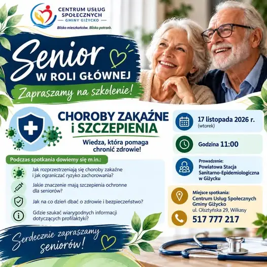 Seniorzy z gminy Giżycko dowiedzą się, jak chronić zdrowie przed chorobami zakaźnymi