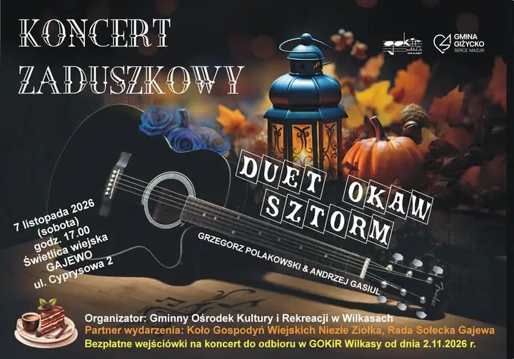 Koncert Zaduszkowy w Gajewie – Duet OKAW Sztorm wystąpi 7 listopada