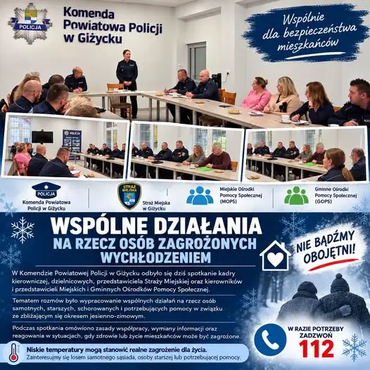 Giżycko: policja, straż miejska i ośrodki pomocy społecznej łączą siły przed zimą