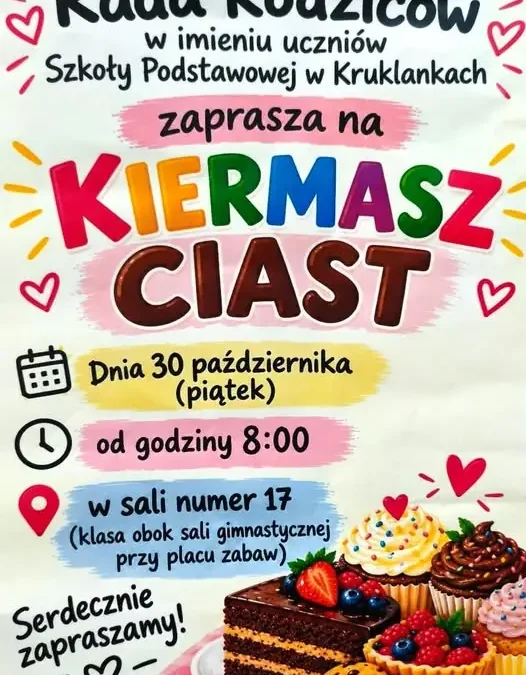 Kiermasz ciast w szkole w Kruklankach – słodki piątek dla uczniów i mieszkańców